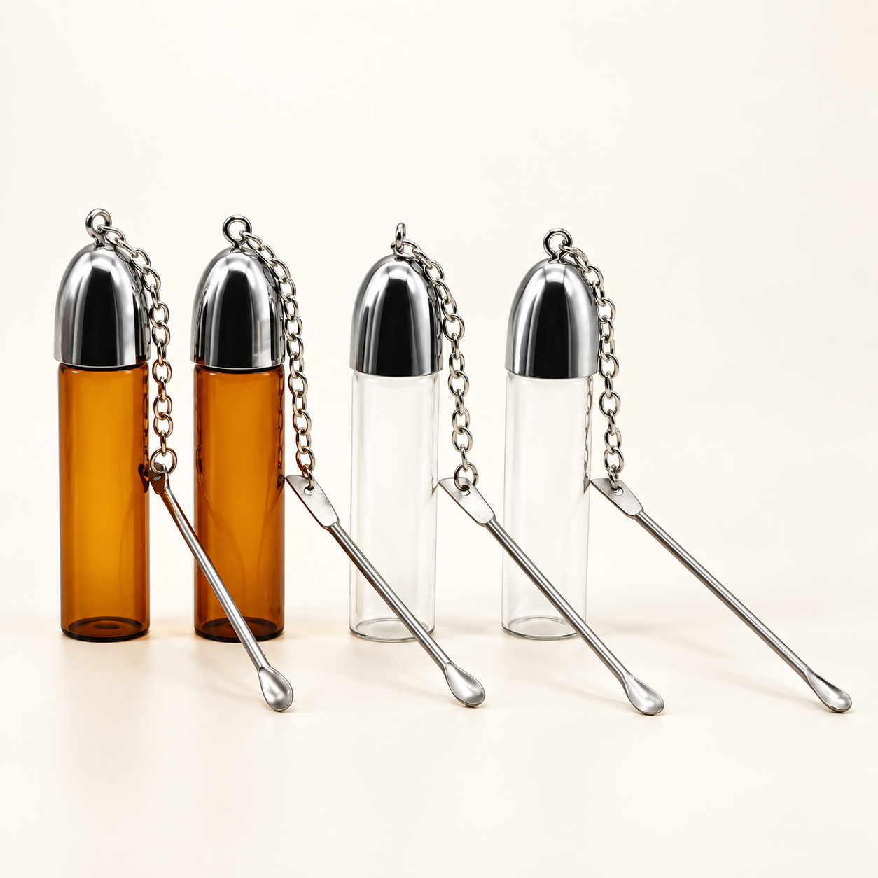 Pendant Snuff Vials with Spoon in photographed stock color assortment